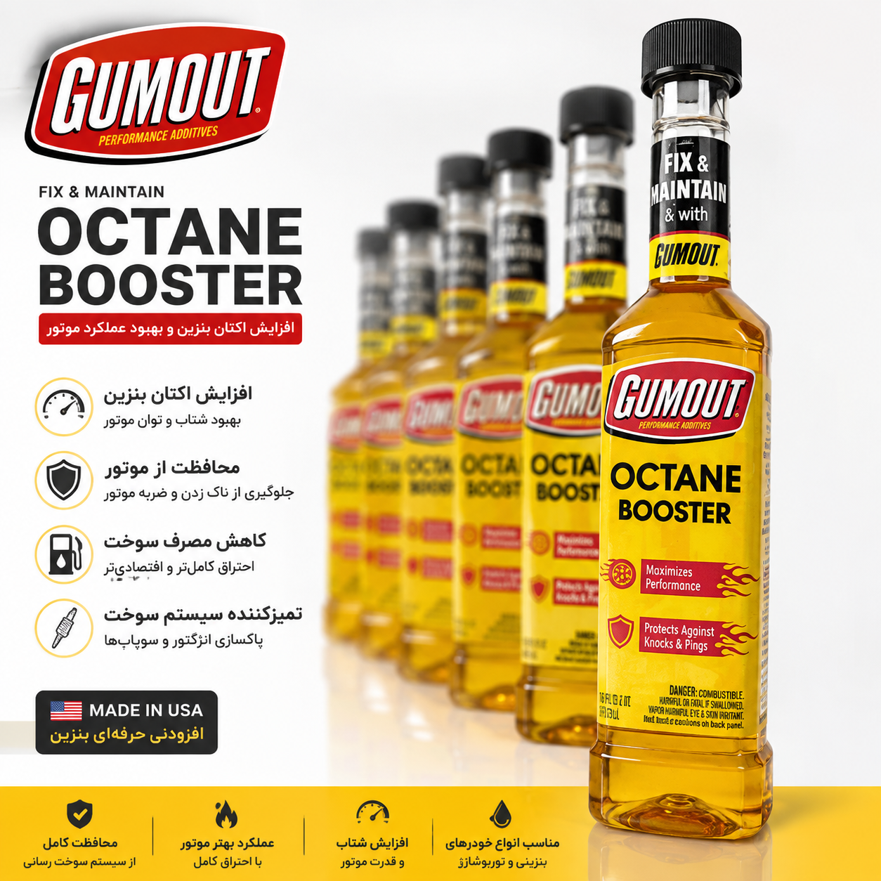 اکتان بوستر گام‌اوت GUMOUT | مکمل افزایش اکتان بنزین خودرو